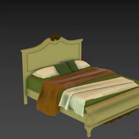Hotel Antique Bed Tarba With Blanket 3d model