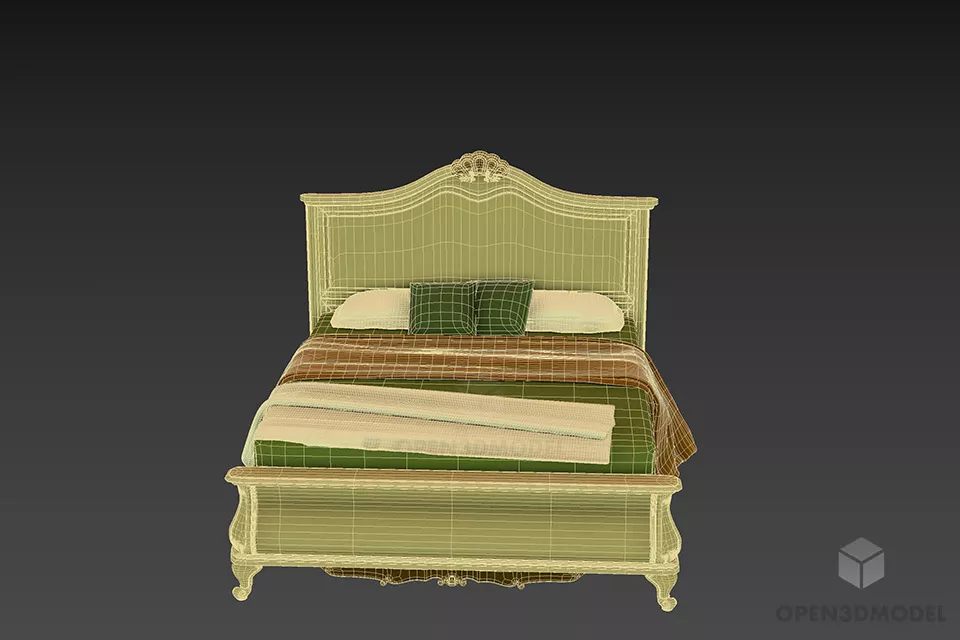 Hotel Antique Bed Tarba With Blanket 3d model 3