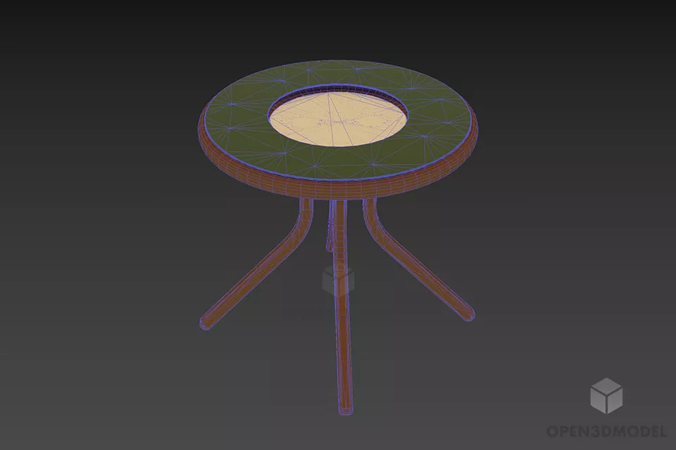 Coffee Table With Wooden Legs 3d model 2