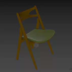 Wooden Foldable Chair Curved Back 3d model