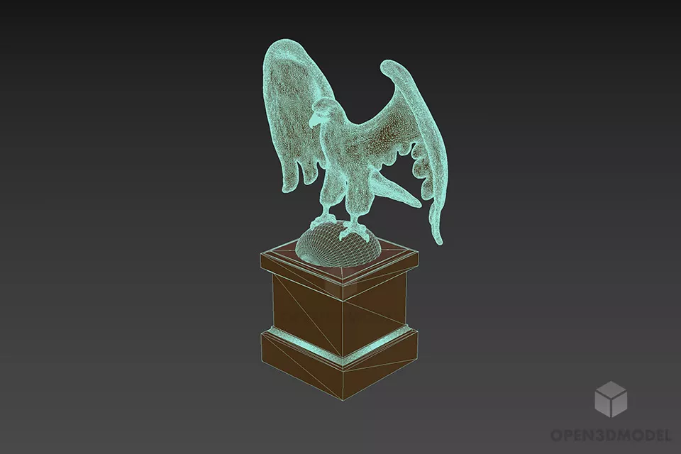 Sculpture Eagle With Marble Stand 3d model 2