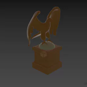 Sculpture Eagle With Marble Stand 3d model