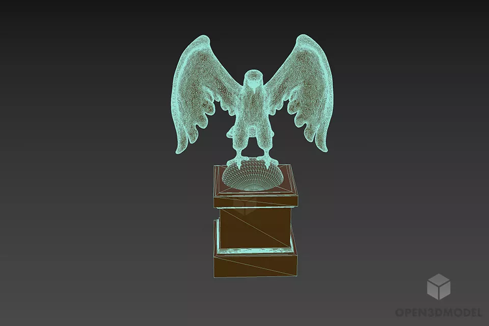 Sculpture Eagle With Marble Stand 3d model 3