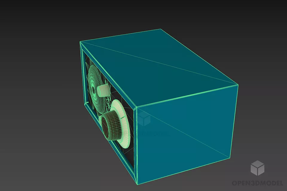 Radio Box With Audio Speaker 3d model 2