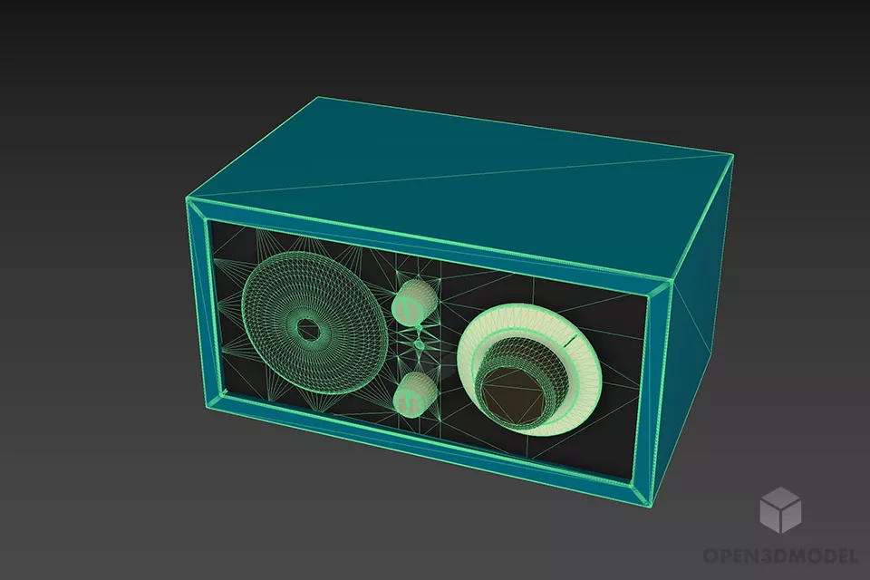 Radio Box With Audio Speaker 3d model 3