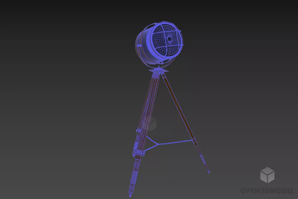 Brass Studio Lamp With Tripod 3d model 2