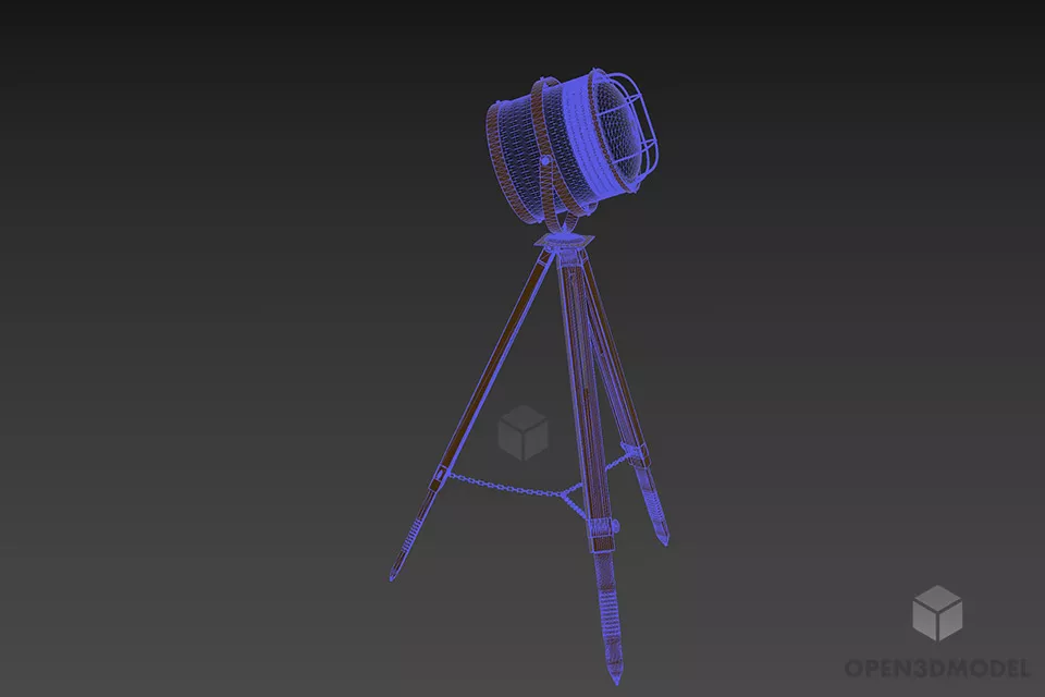 Brass Studio Lamp With Tripod 3d model 3