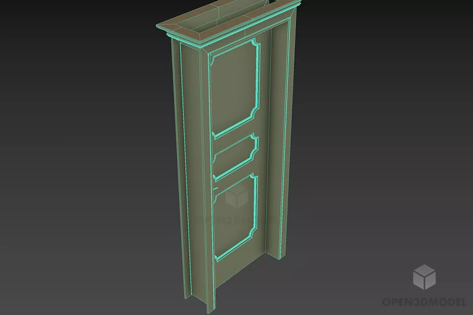 Antique Wooden Door Standard 3d model 2