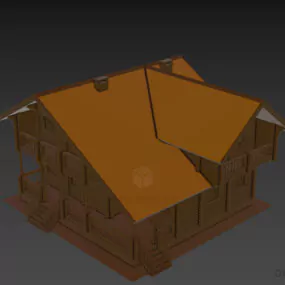 Bitumen Roof Wooden House 3d model
