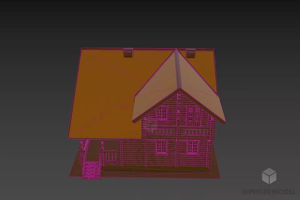 Bitumen Roof Wooden House 3d model 3