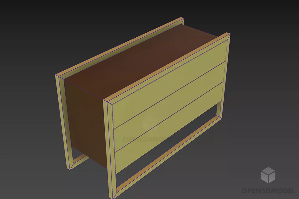 Modernism Locker With Antique Brass Frame 3d model 2