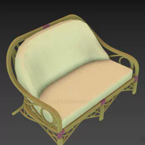 Bamboo Frame Sofa Two Seats 3d model