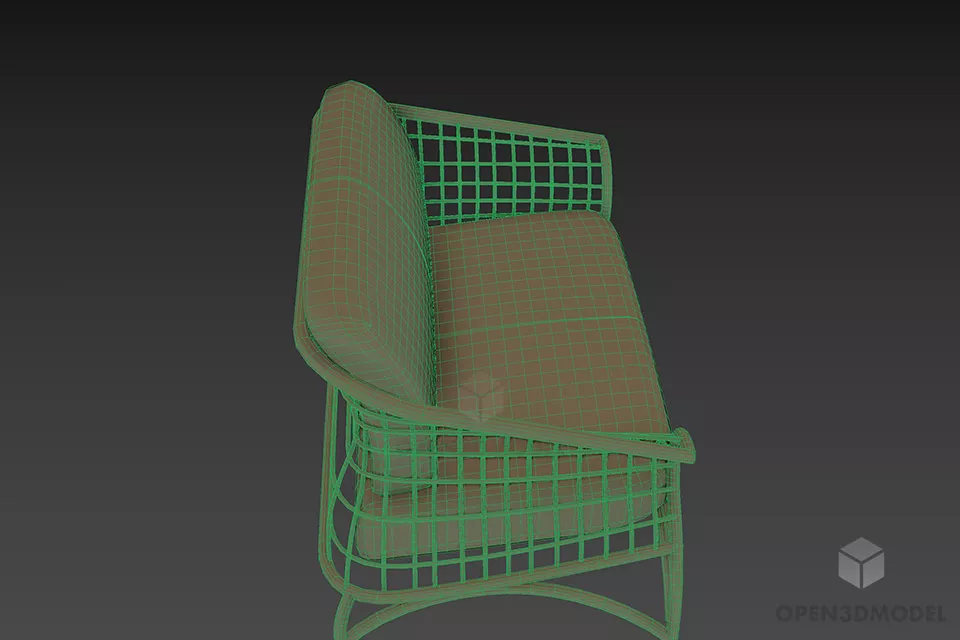 European Antique Sofa With Bamboo Frame 3d model 3