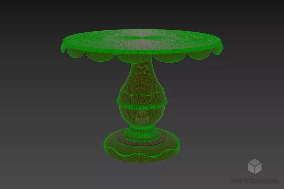 European Country Round Wood Table 3d model 2