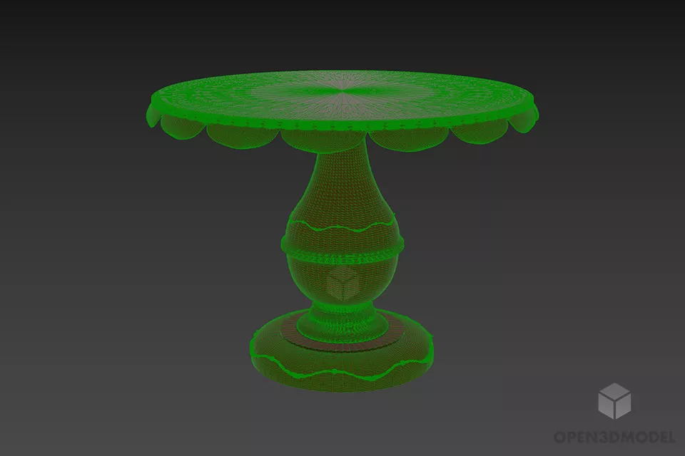 European Country Round Wood Table 3d model 3