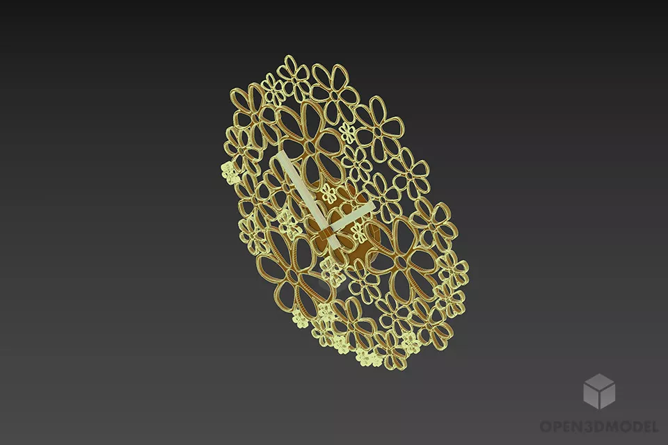 Clock Gadget Flower Shape 3d model 2