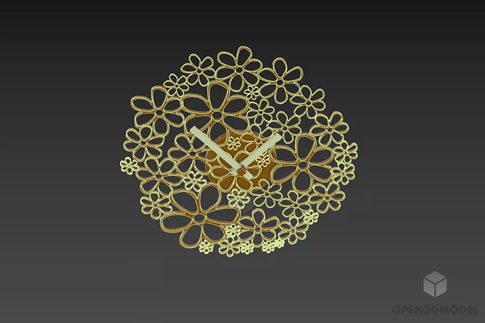 Clock Gadget Flower Shape 3d model 3