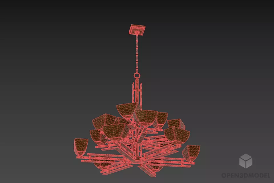Elegant Antique Pendant Lamp With Bowls Shade 3d model 3