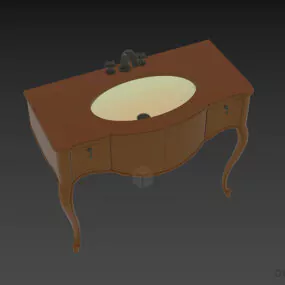 Antique Bathroom Sink Cabinet With Curved Leg 3d model