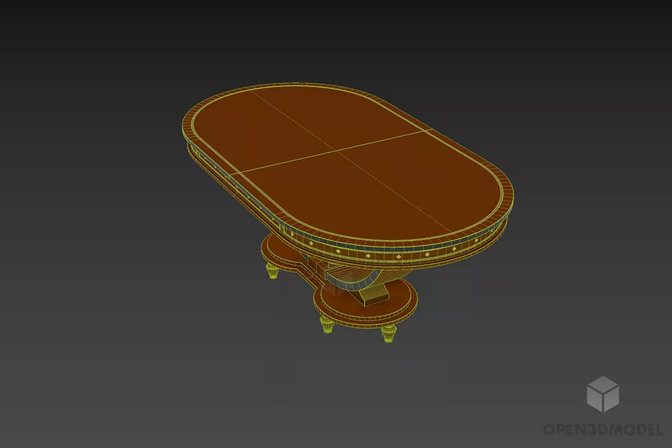 Antique Oval Wood Table Signorini 3d model 2