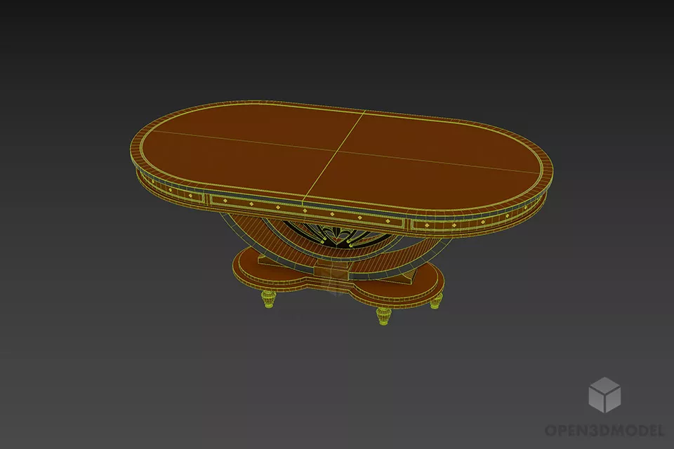 Antique Oval Wood Table Signorini 3d model 3
