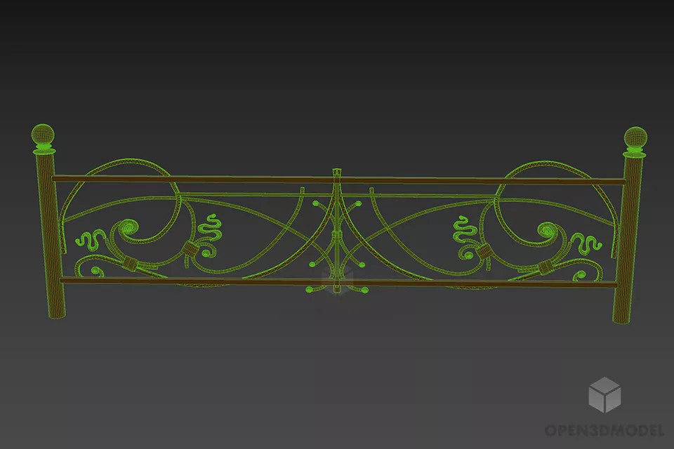 Wrought Iron Fence Rail Modular 3d model 3