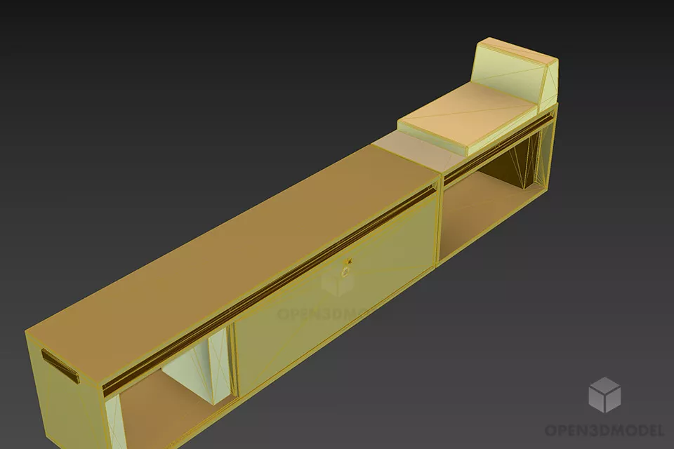 Long Side Locker Furniture Ash Wood 3d model 2