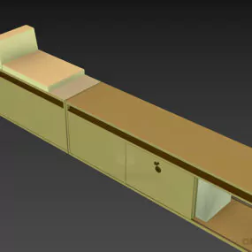 Long Side Locker Furniture Ash Wood 3d model