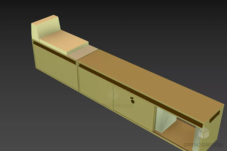 Side Locker, Tv Locker Related 3d model