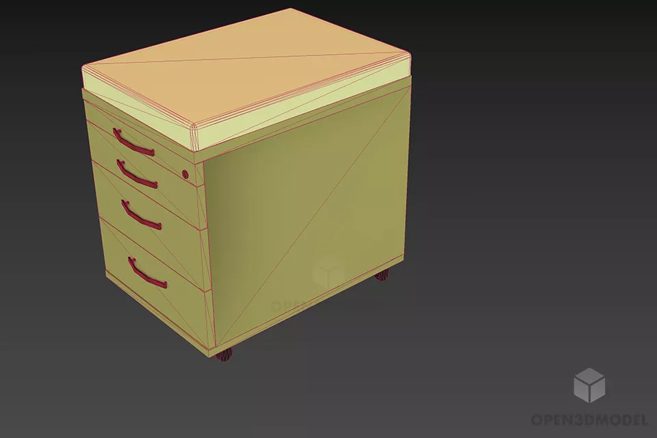 Office Locker Furniture With Four Drawers 3d model 2