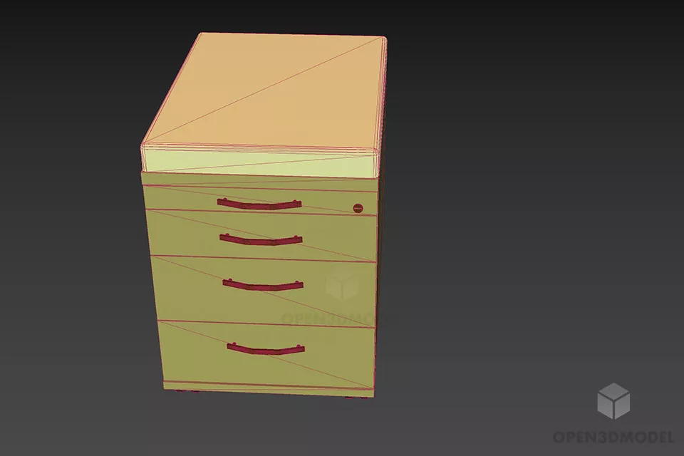 Office Locker Furniture With Four Drawers 3d model 3