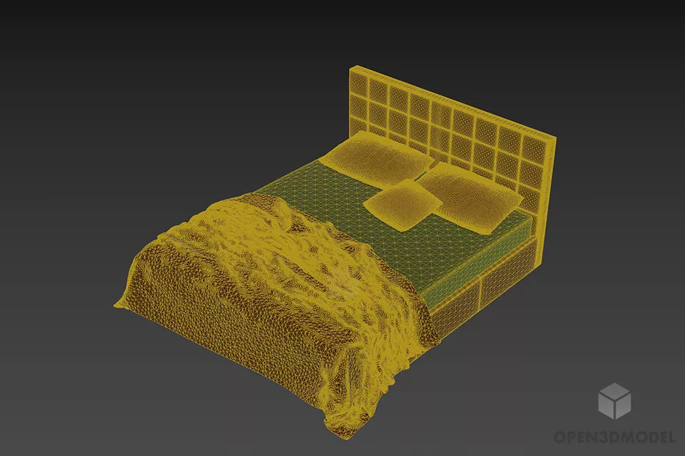 Hotel Double Bed Set Zanotta Furniture 3d model 2