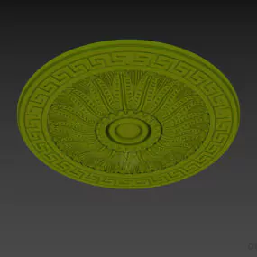 Rosette Carved Round Plaster Ceiling 3d model