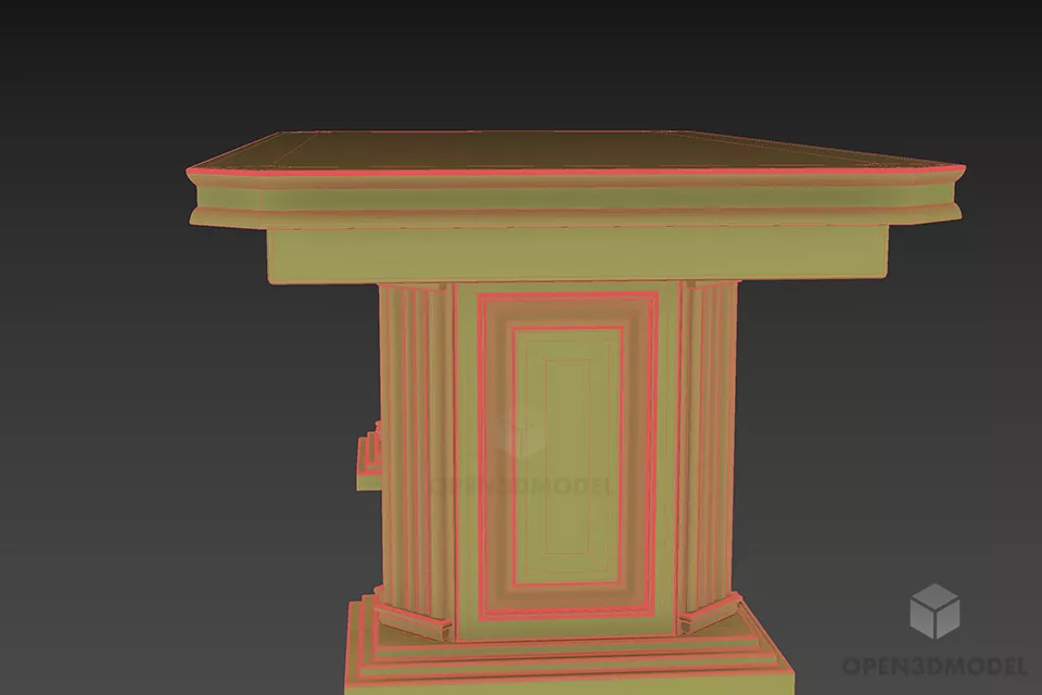 Round Edge Table Antique Style 3d model 3