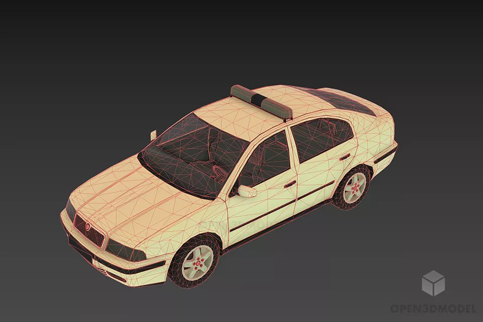 Police Car Skoda 3d model 2