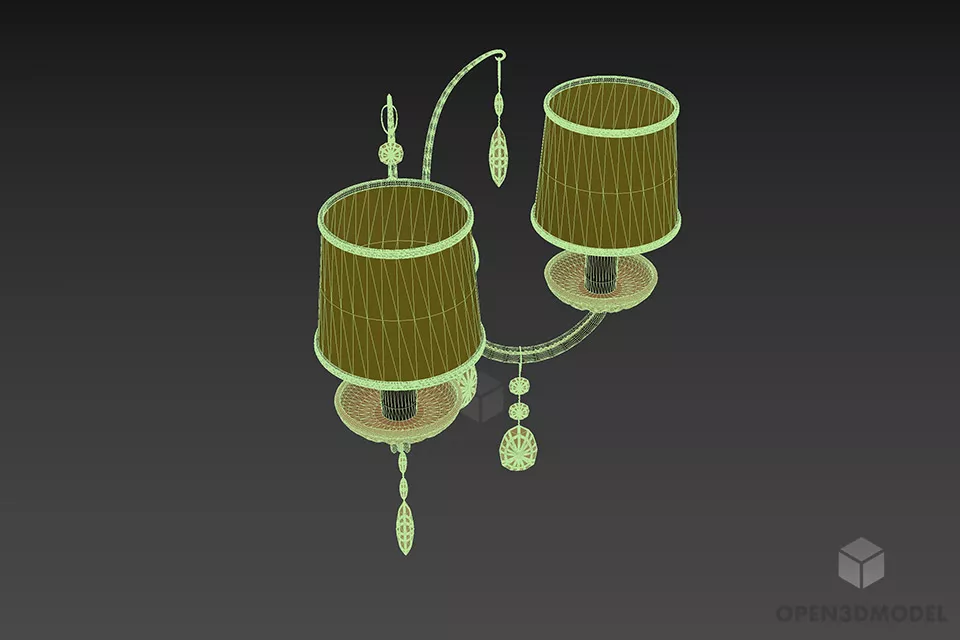 Sconce Lamp With Glass Diamond Shape 3d model 2
