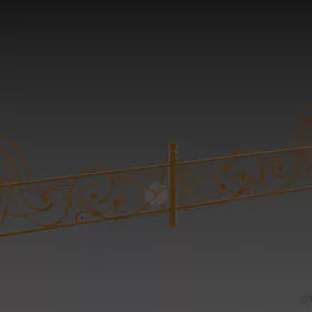 Antique Iron Gate With Brick Columns 3d model