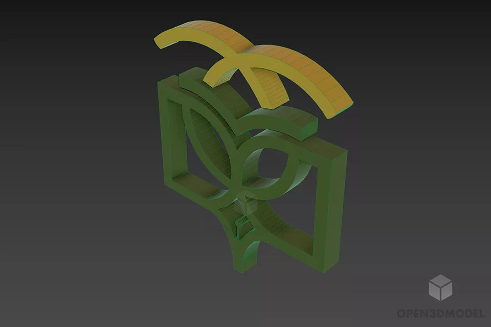 Curved Logo University Shape 3d model 2