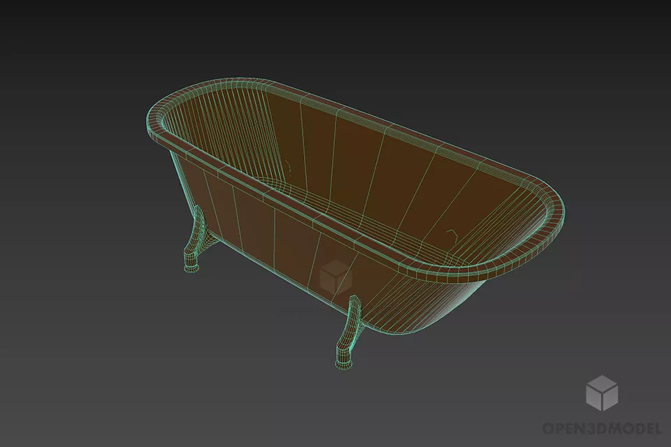 Antique Iron Bathtub With Legs 3d model 2