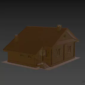 Typical Wooden House With Chimney 3d model
