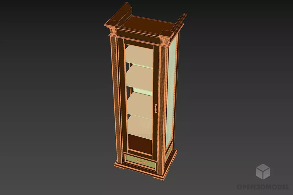 Antique Showcase With Glass Shelf 3d model 3