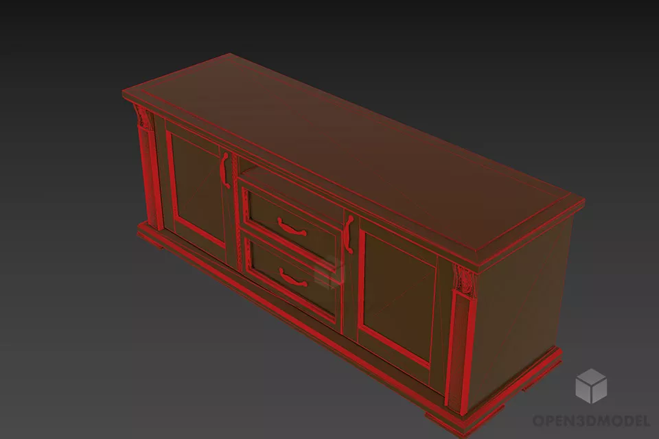 Side Locker Antique Shape 3d model 2