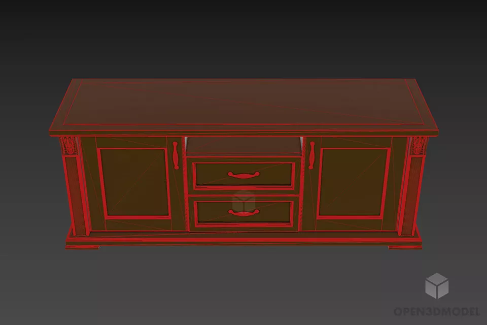 Side Locker Antique Shape 3d model 3