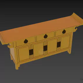 Wooden Side Locker Japanese Style 3d model