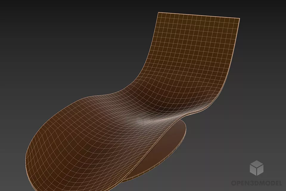 Curved Lounge Chair Roberti 3d model 2