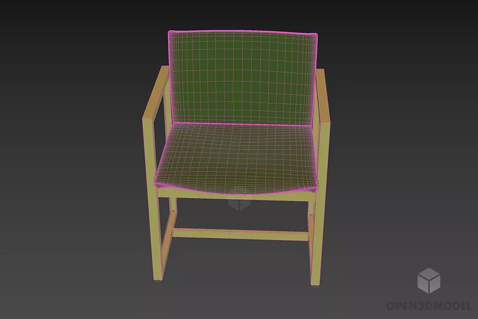 Simple Wood Frame Coffee Armchair Cassina 3d model 3