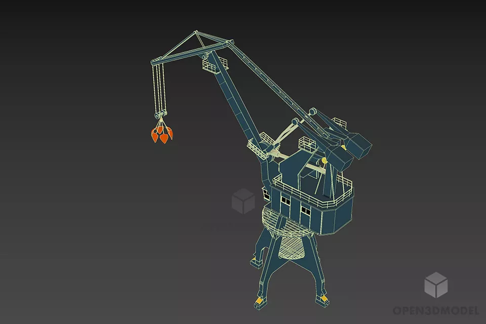 Industrial Heavy Crane 3d model 2