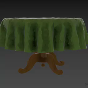 Round Table With Cloth Cover 3d model