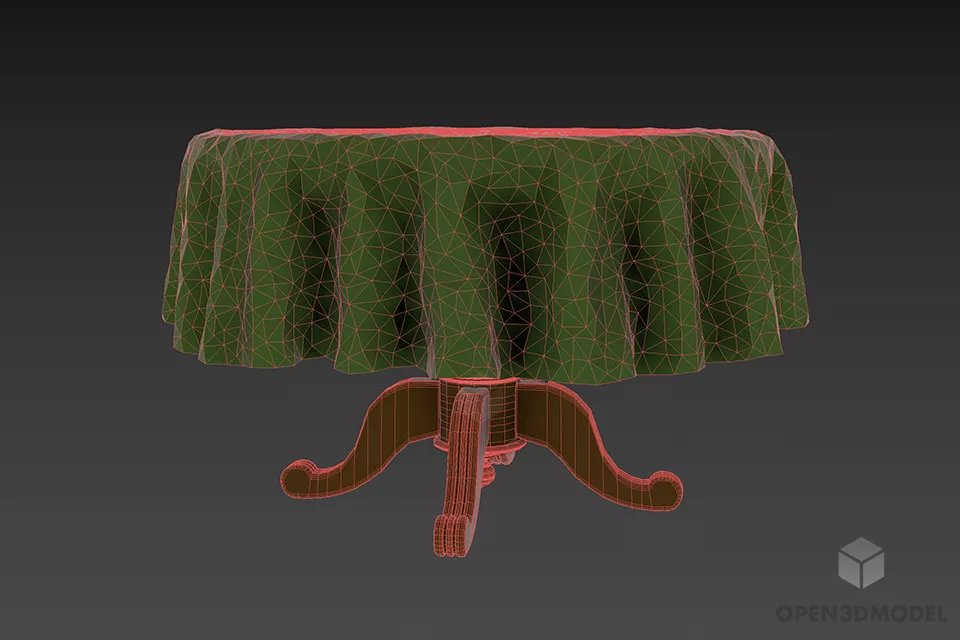 Round Table With Cloth Cover 3d model 3