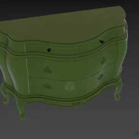 Antique Ash Wooden Side Locker 3d model